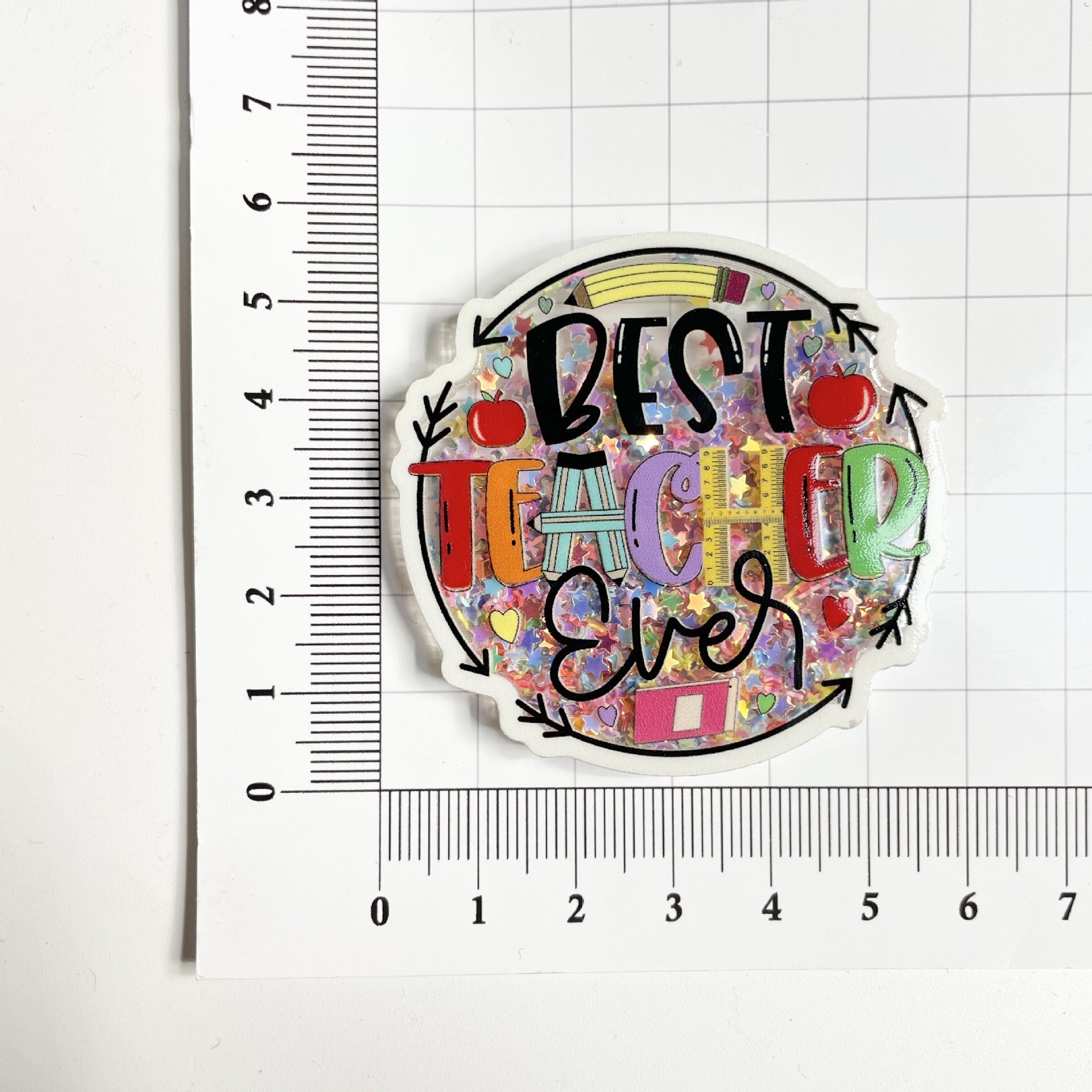 Wholesale 20PCS Teacher Acrylic Quicksand Rotatable ID Buckle
